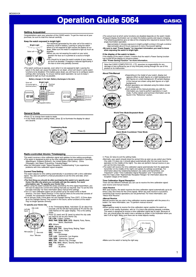 Page n°1 - Manuel utilisateur Casio GW-2500BD-1AER