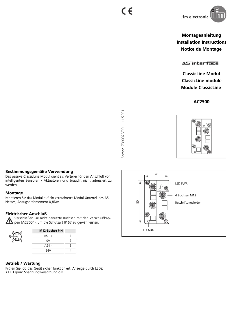 Page 1 de la notice Manuel utilisateur IFM AC2500