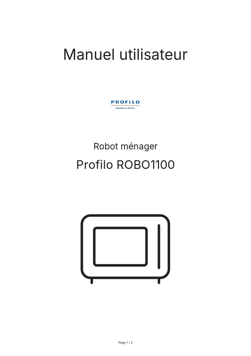 Page n°1 - Manuel utilisateur Profilo ROBO1100