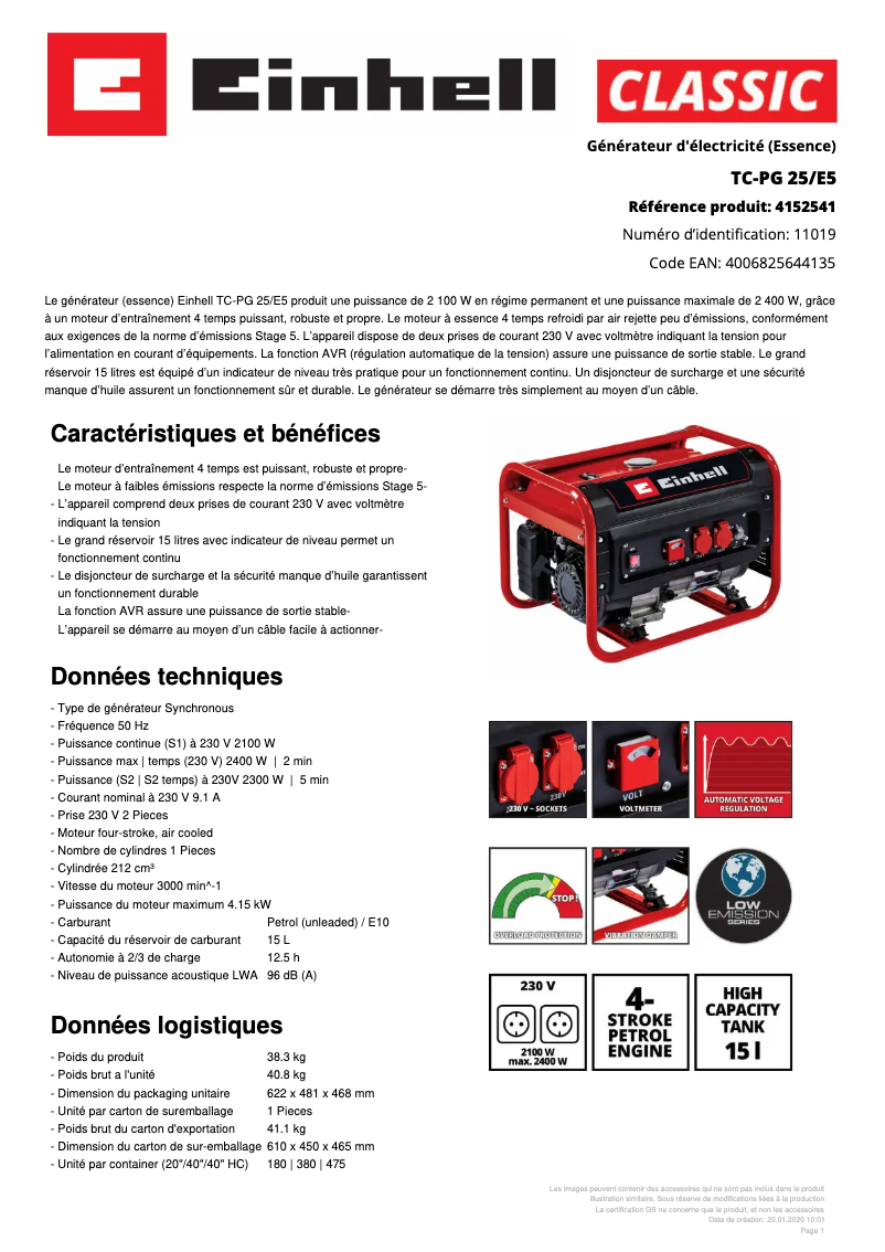 Image de la première page du manuel de l'appareil TC-PG 25/E5