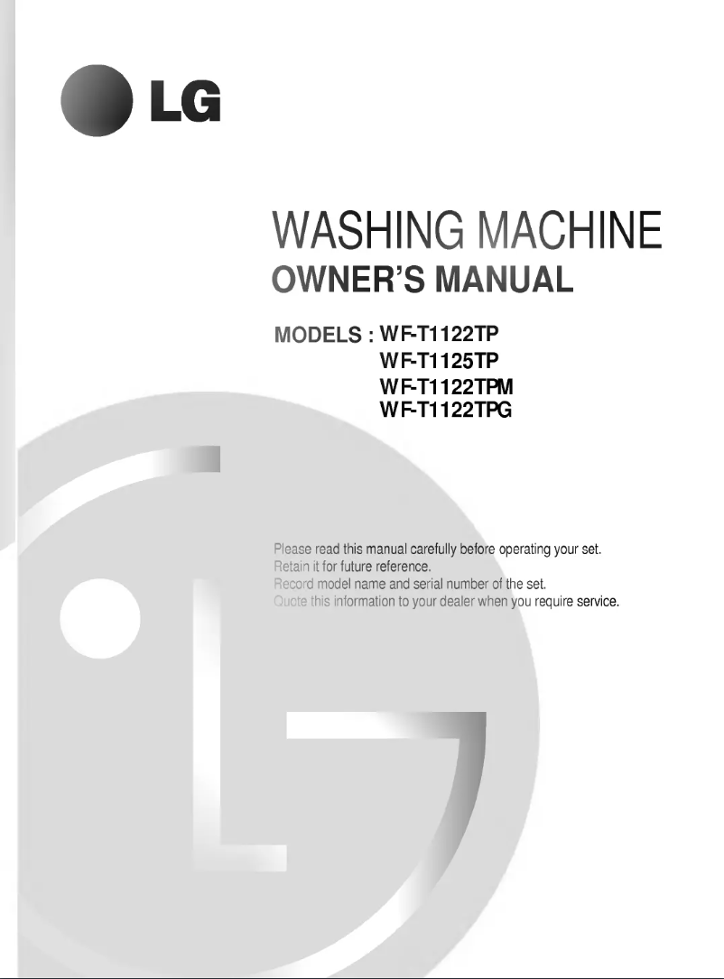 Page 1 de la notice Manuel utilisateur LG WF-T1122TP