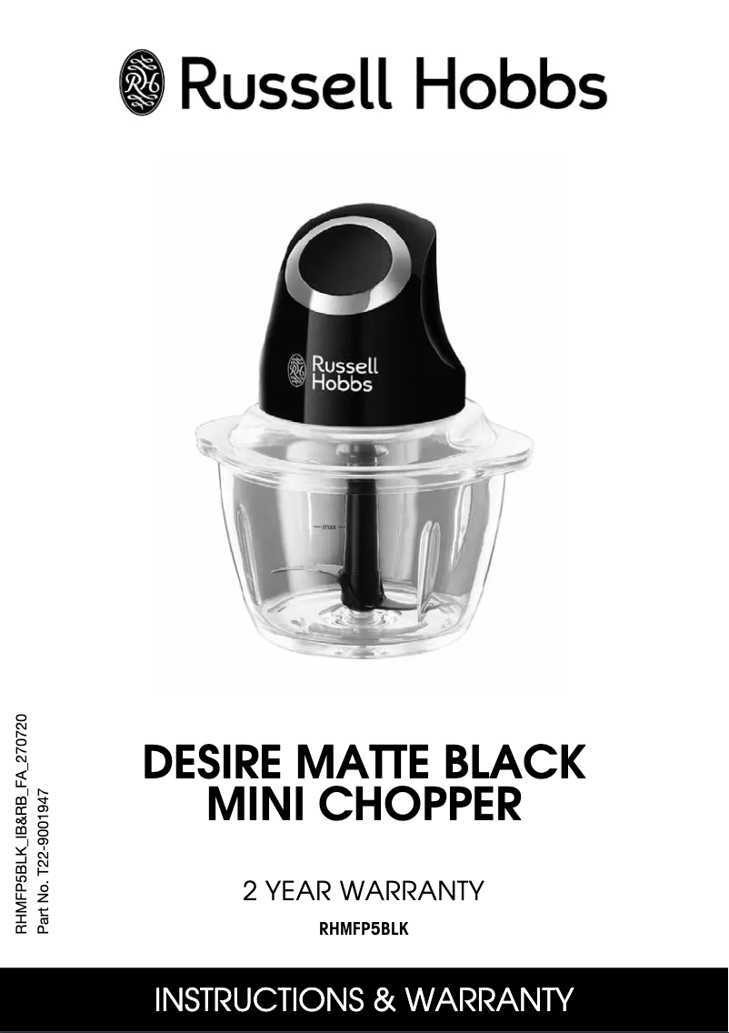 Image de la première page du manuel de l'appareil Desire RHMFP5BLK