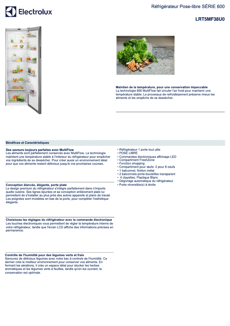 Page n°1 - Fiche technique Electrolux LRT5MF38U0