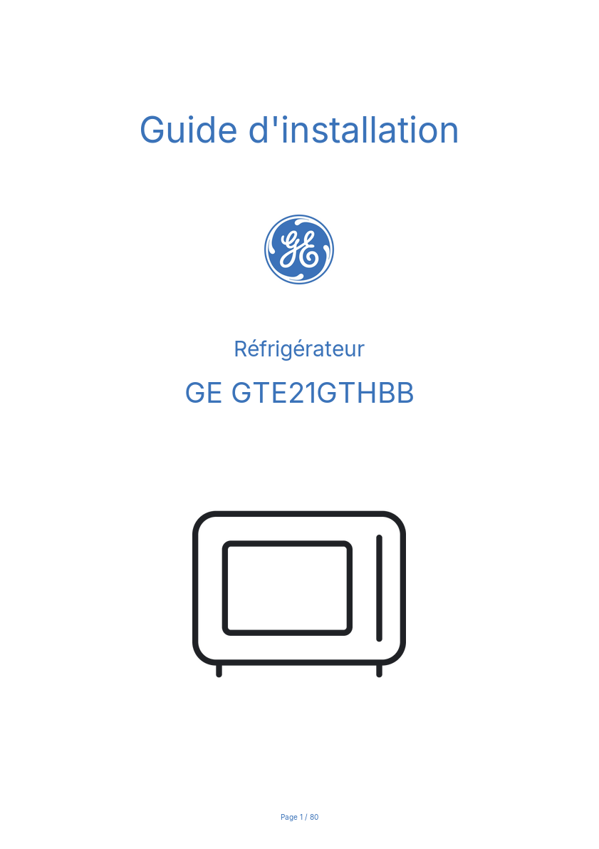Image de la première page du manuel de l'appareil GTE21GTHBB
