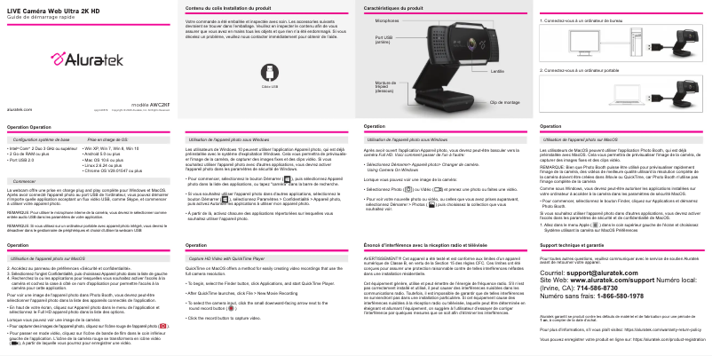 Page 1 de la notice Manuel utilisateur Aluratek AWC2KF