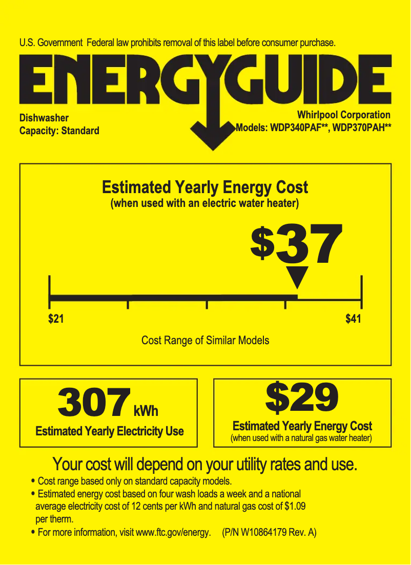 Page n°1 - Label énergétique Whirlpool WDP370PAHW