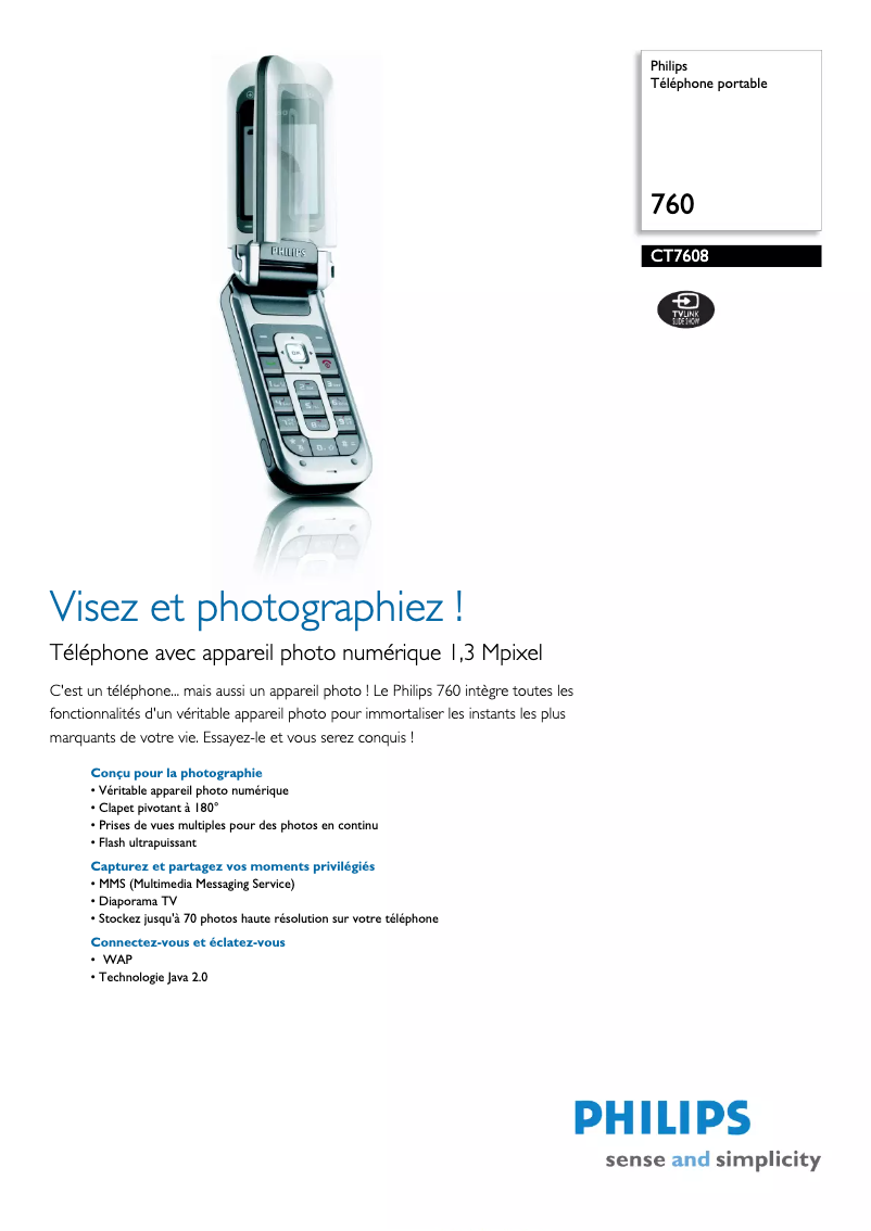 Page n°1 - Fiche technique Philips CT7608