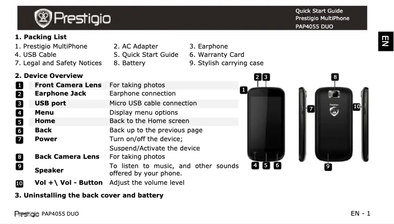 Image de la première page du manuel de l'appareil MultiPhone 4055 Duo