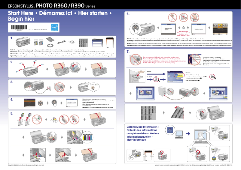 Page 1 de la notice Manuel utilisateur Epson Stylus Photo R360