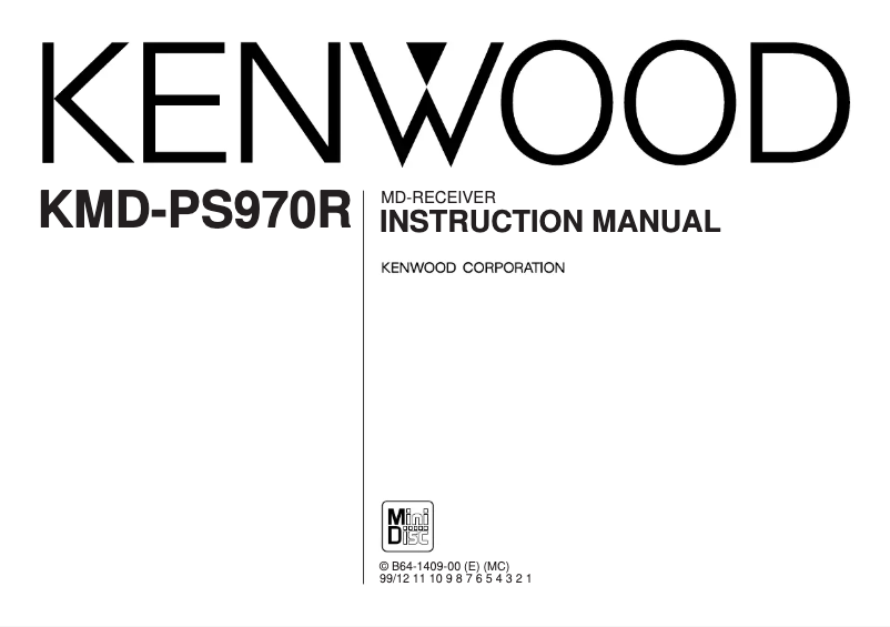 Page n°1 - Manuel utilisateur Kenwood KMD-PS970R