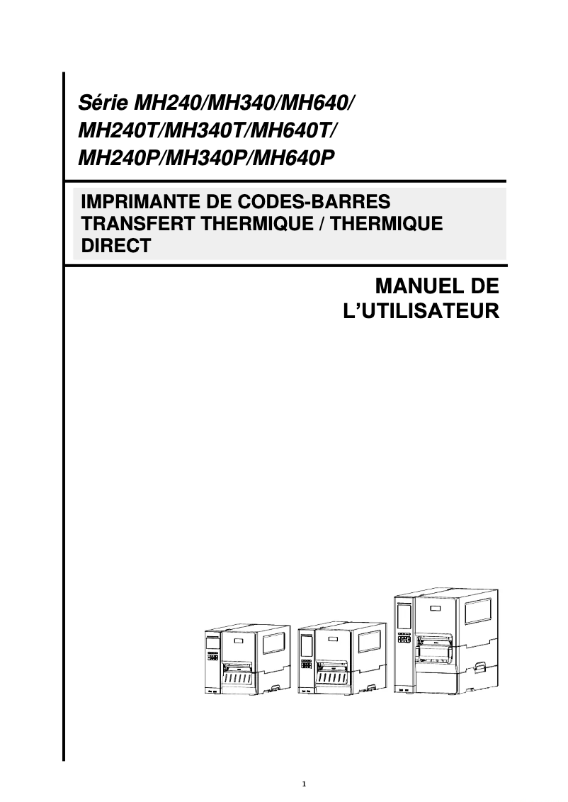 Image de la première page du manuel de l'appareil MH241