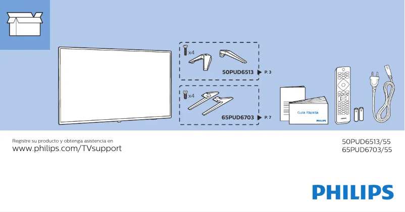Page 1 de la notice Guide de démarrage rapide Philips 65PUD6703