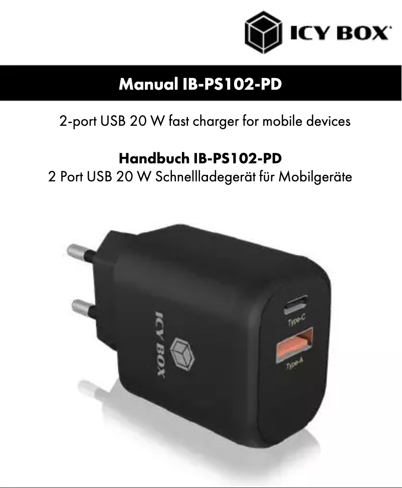 Page 1 de la notice Manuel utilisateur Icy Box IB-PS103-PD