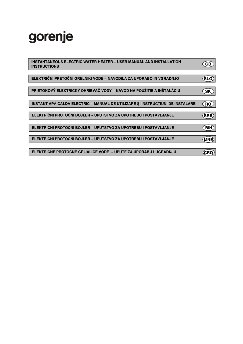 Page 1 de la notice Manuel utilisateur Gorenje EFWH3000L
