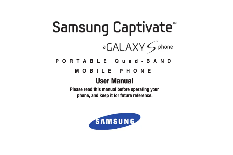 Page n°1 - Manuel utilisateur Samsung Galaxy S Captivate