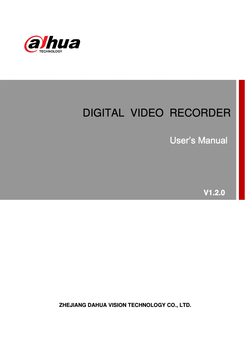 Page n°1 - Manuel utilisateur Dahua Technology DH-XVR1B04H