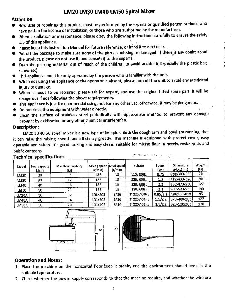 Page n°1 - Manuel utilisateur Eurodib LM50