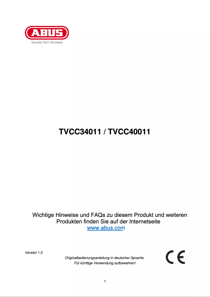 Page n°1 - Manuel utilisateur Abus TVCC40011
