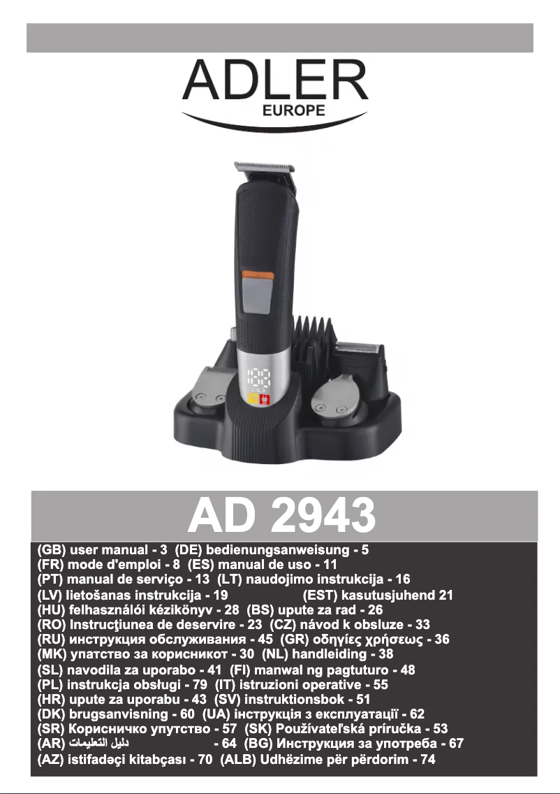 Page 1 de la notice Manuel utilisateur Adler AD 2943