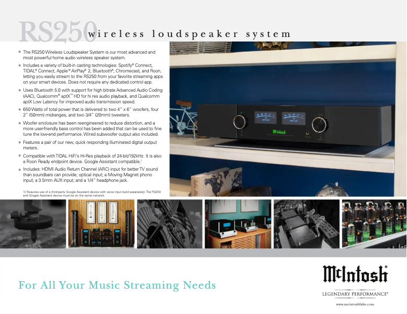 Page 1 de la notice Brochure McIntosh RS250