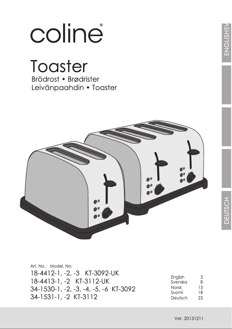 Page 1 of the manual User Manual Coline KT-3112