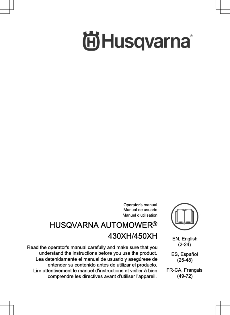 Page n°1 - Manuel utilisateur Husqvarna Automower 430XH