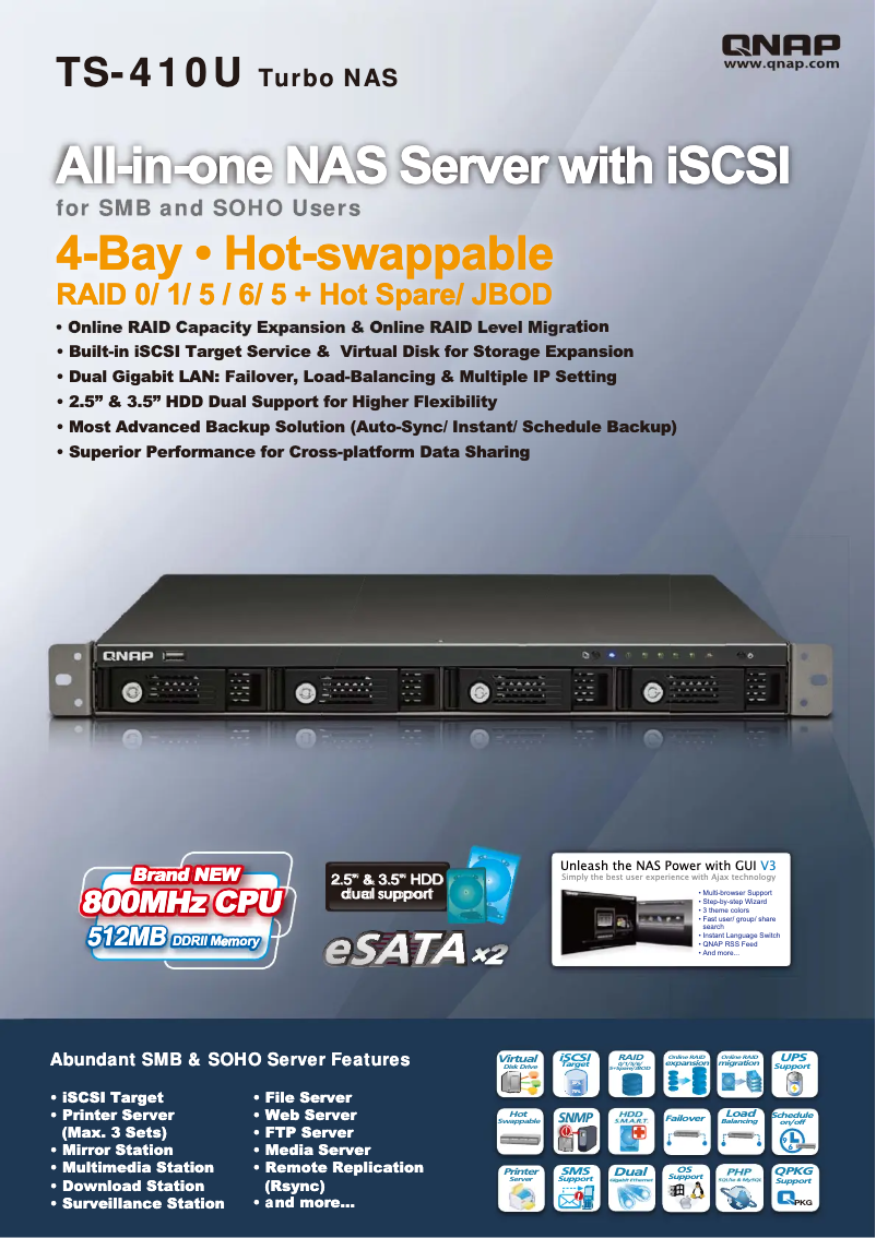 Image de la première page du manuel de l'appareil TS-410U Turbo NAS