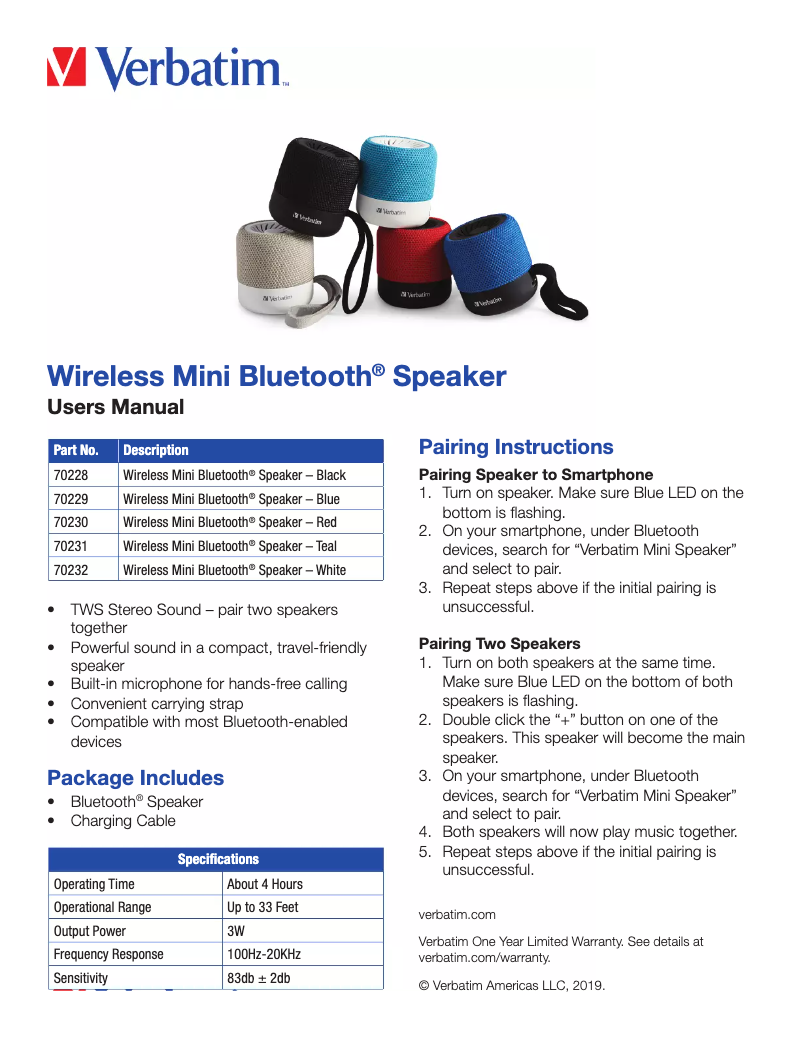 Image de la première page du manuel de l'appareil Wireless Cube Bluetooth 70232