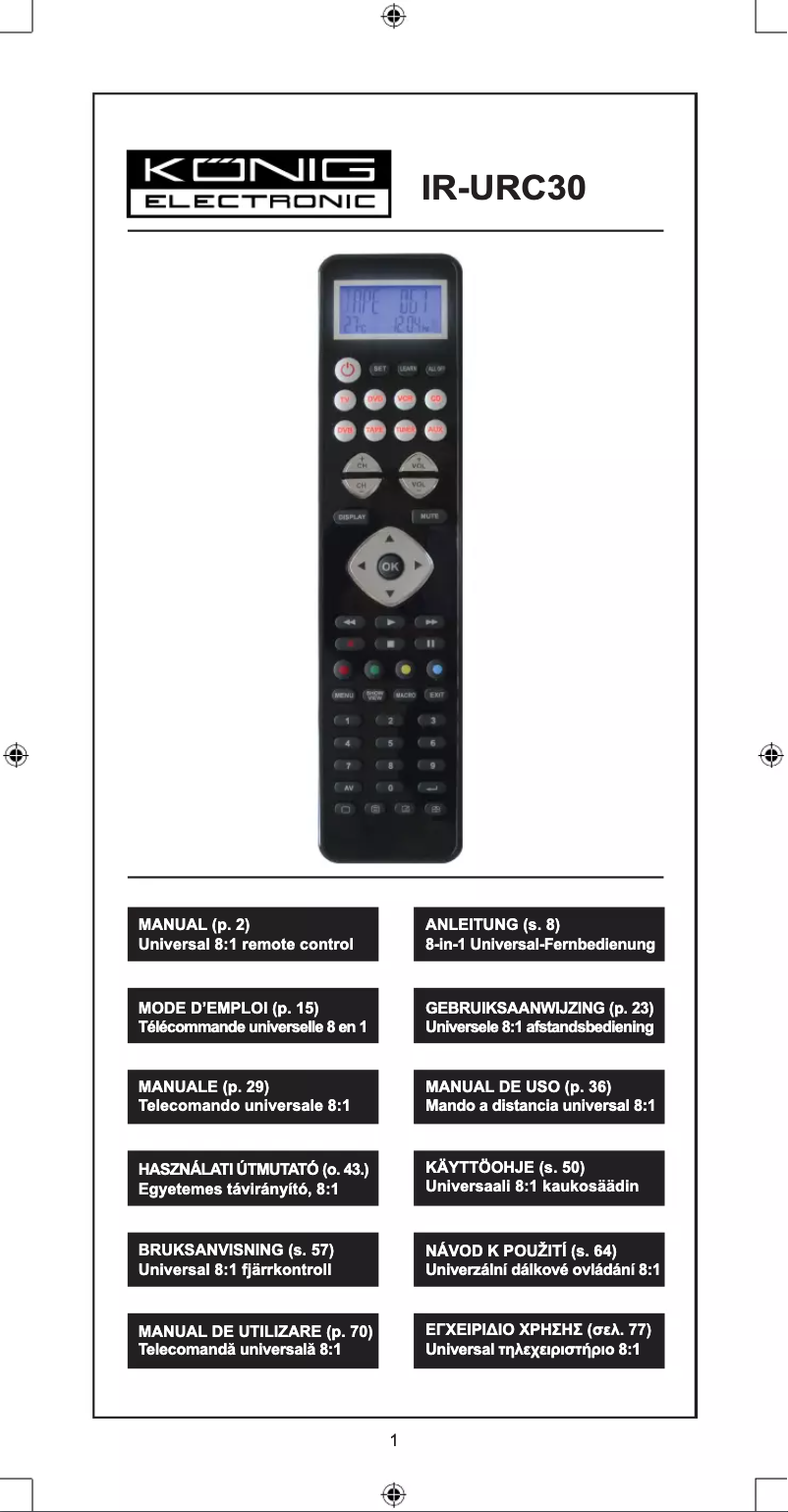 Página 1 del manual Manual de usuario Konig IR-URC30