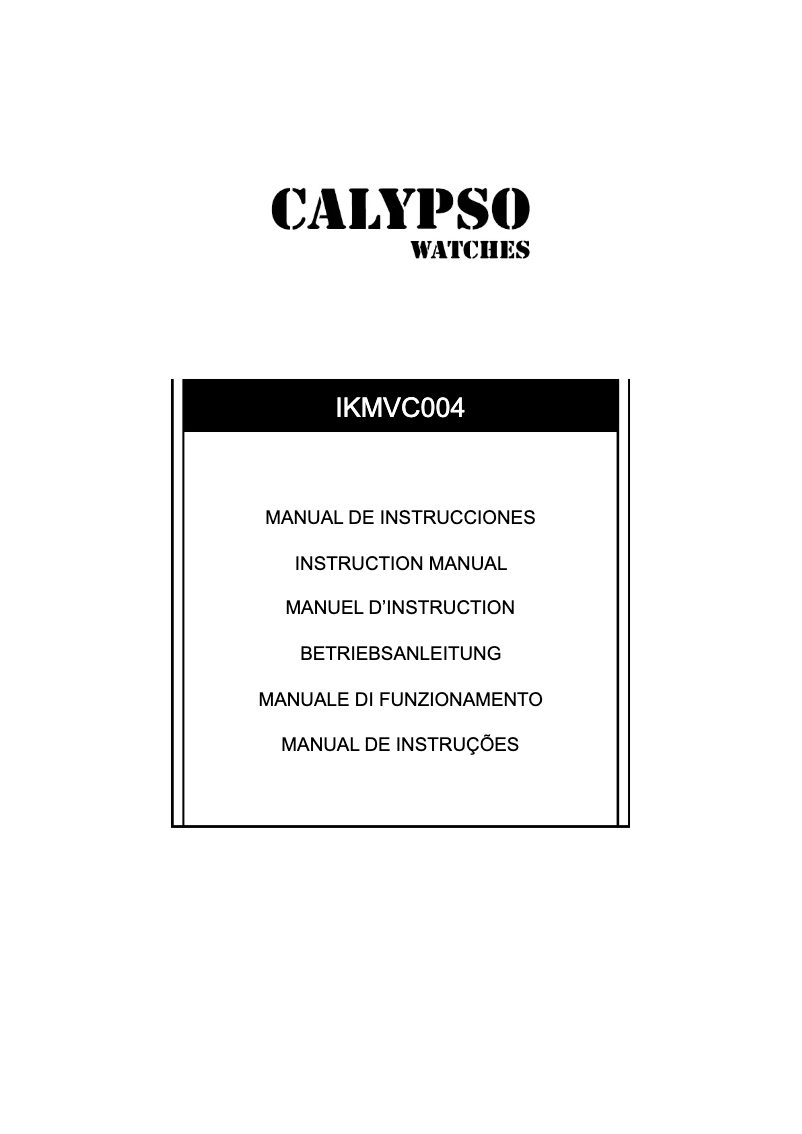 Page n°1 - Manuel utilisateur Calypso K5768