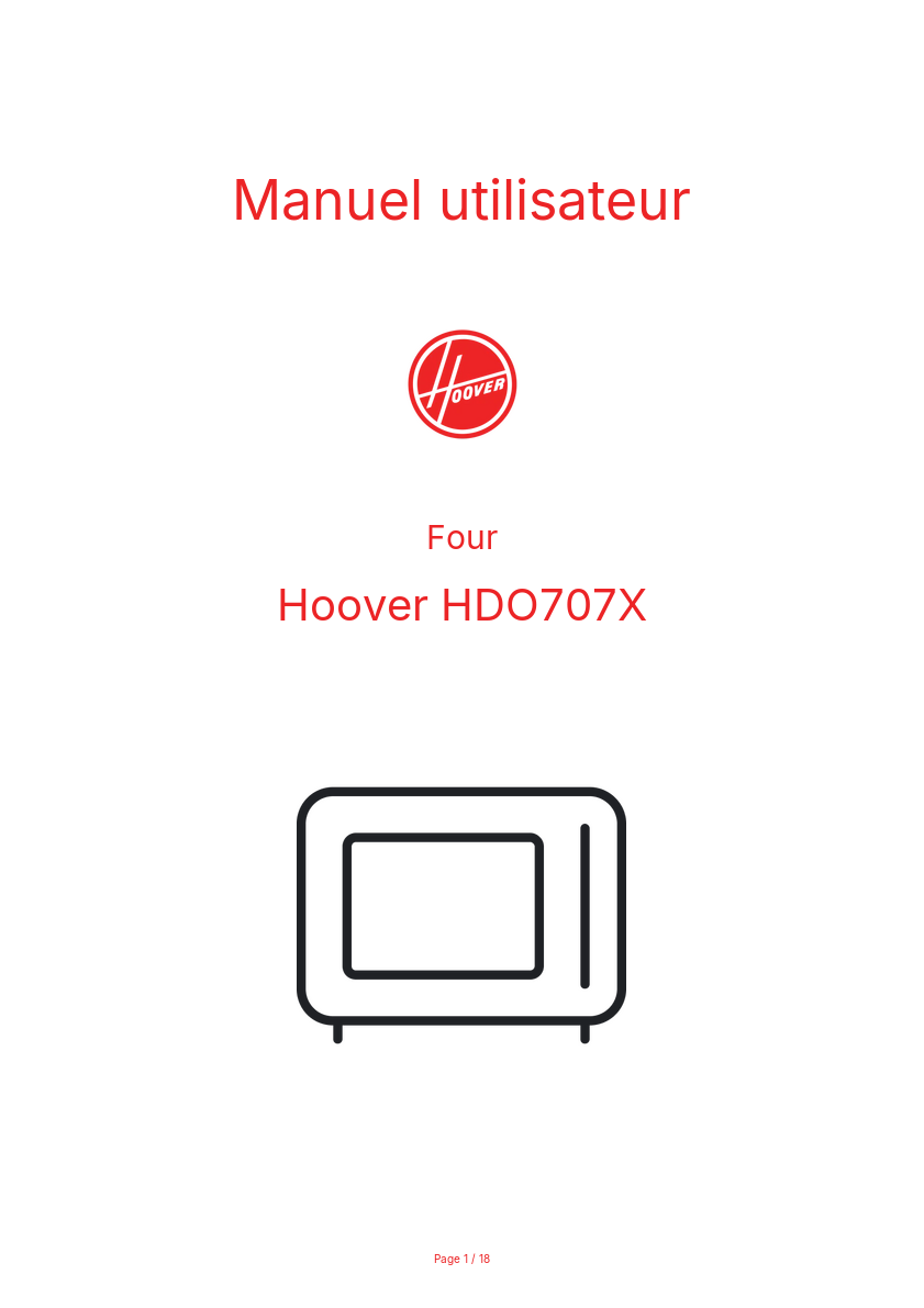 Page n°1 - Manuel utilisateur Hoover HDO707X
