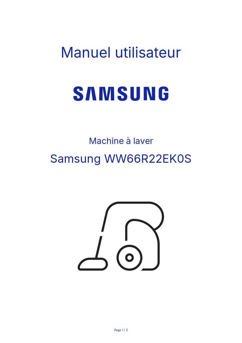 Page n°1 - Manuel utilisateur Samsung WW66R22EK0S