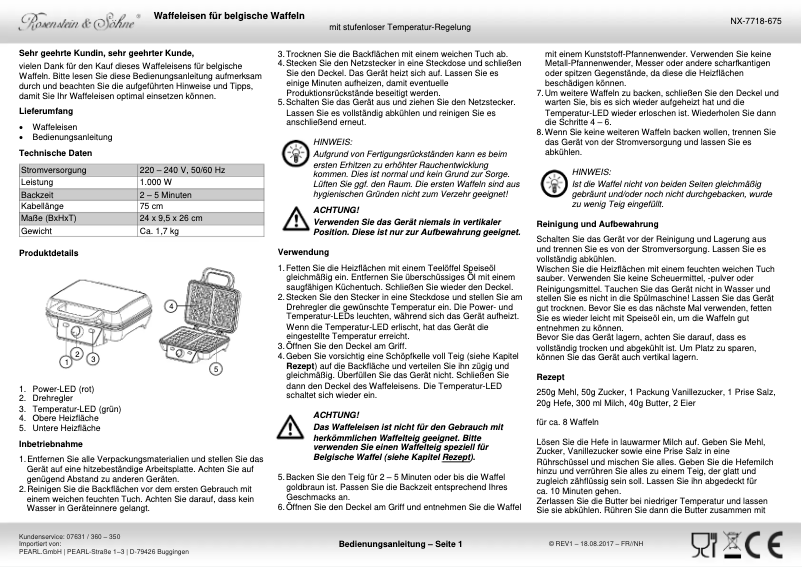 Page n°1 - Manuel utilisateur Rosenstein & Söhne NX-7718-919