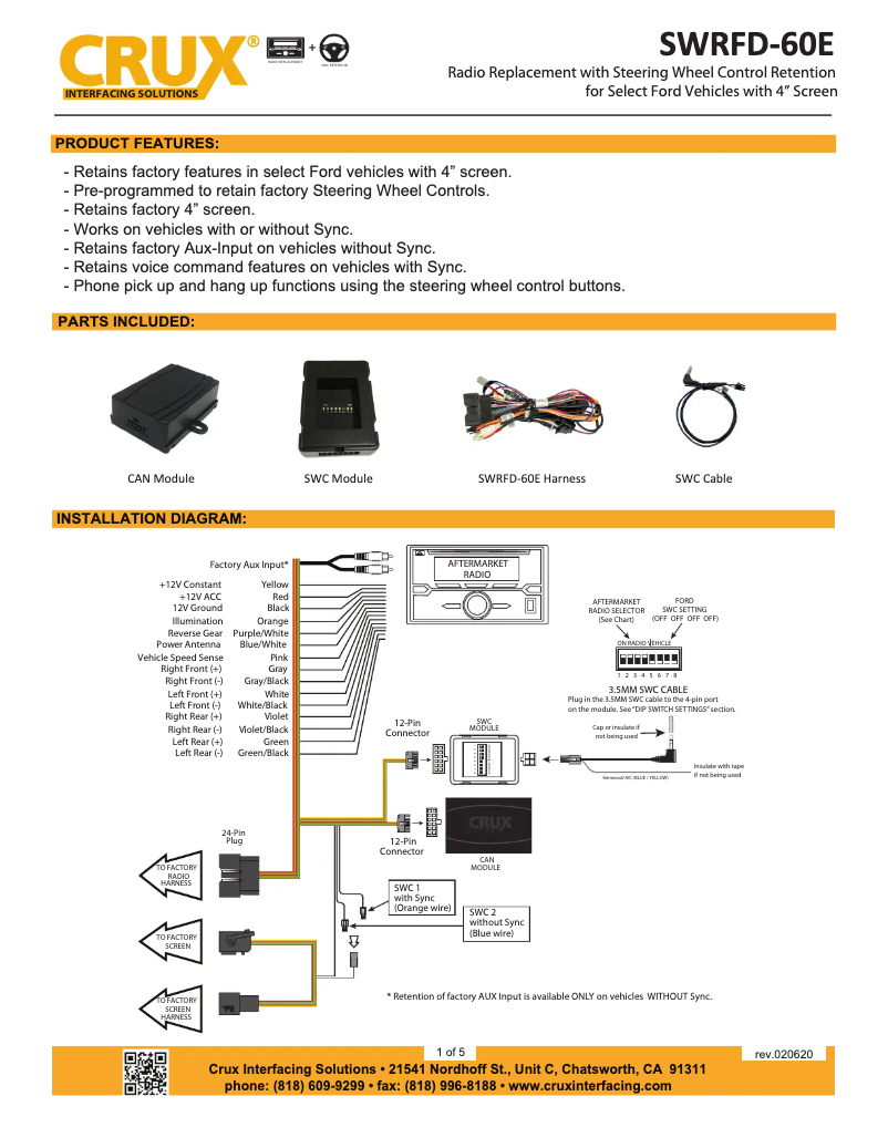Page 1 de la notice Manuel utilisateur CRUX SWRFD-60E