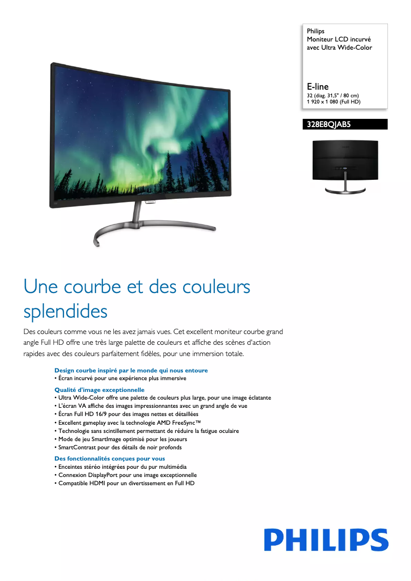 Página 1 del manual Ficha técnica Philips E Line 328E8QJAB5