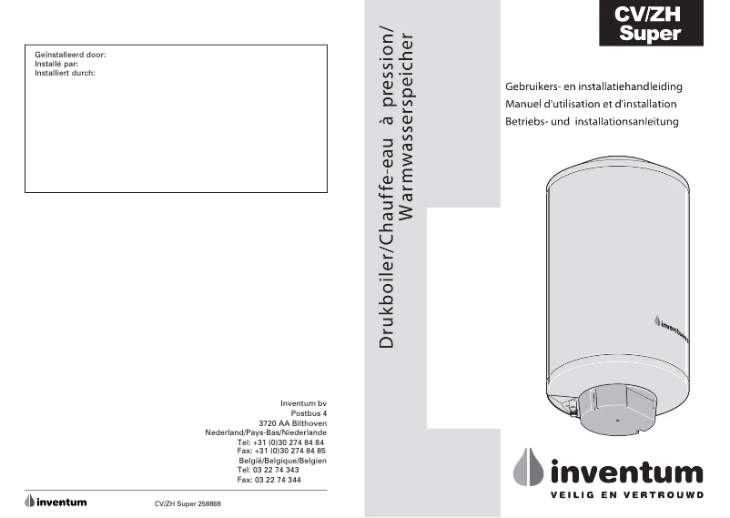 Page 1 de la notice Manuel utilisateur Inventum CV/ZH Super