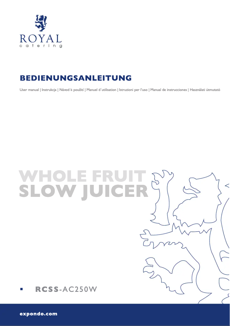 Page n°1 - Manuel utilisateur Royal Catering RCSS-AC250W