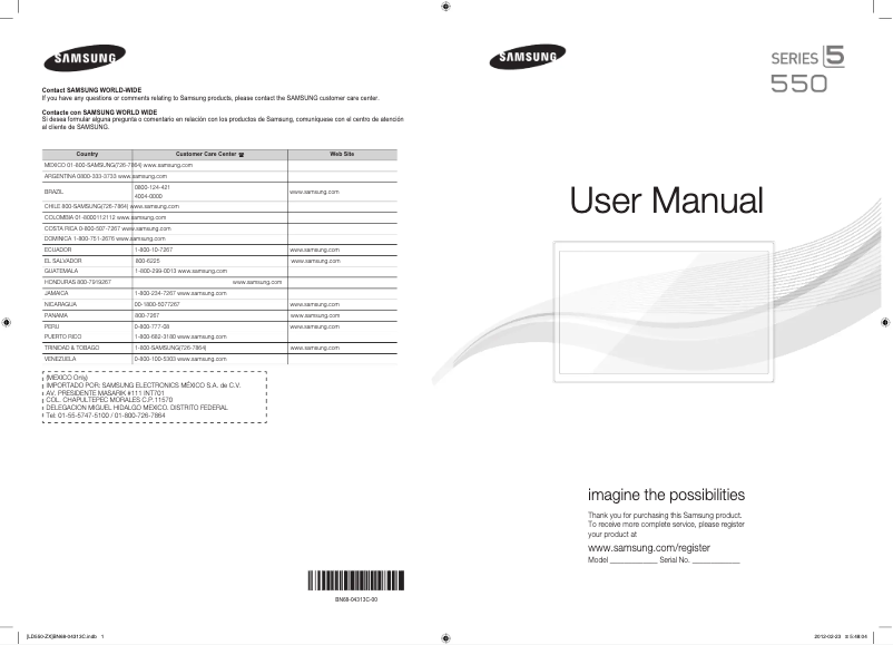 Página 1 del manual Manual de usuario Samsung LN46E550