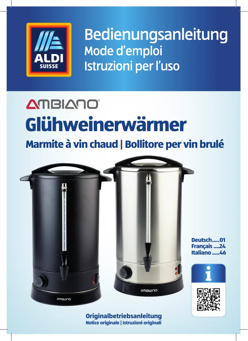 Page n°1 - Manuel utilisateur Ambiano GT-SF-GWK-04-CH