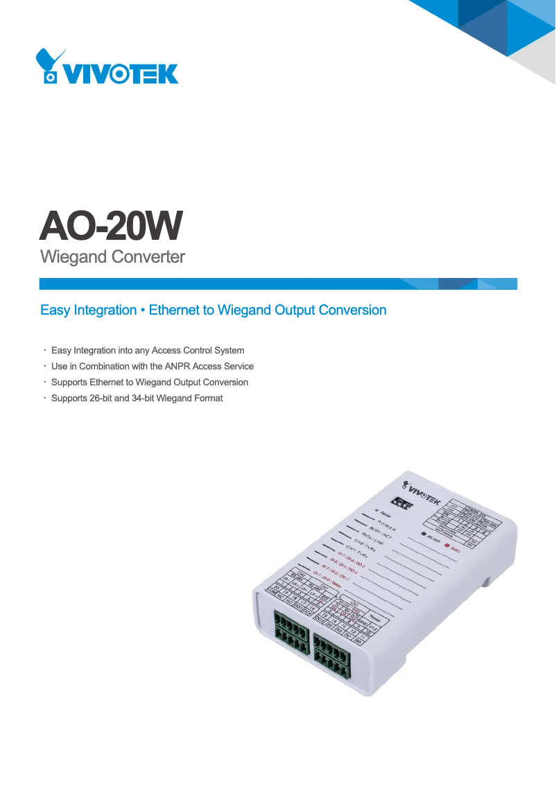 Page 1 de la notice Manuel utilisateur Vivotek AO-20W