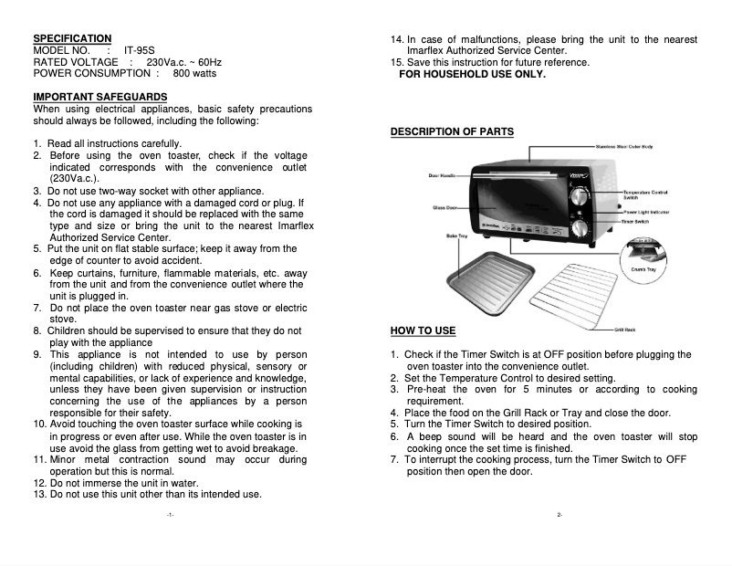 Image de la première page du manuel de l'appareil IT-95S