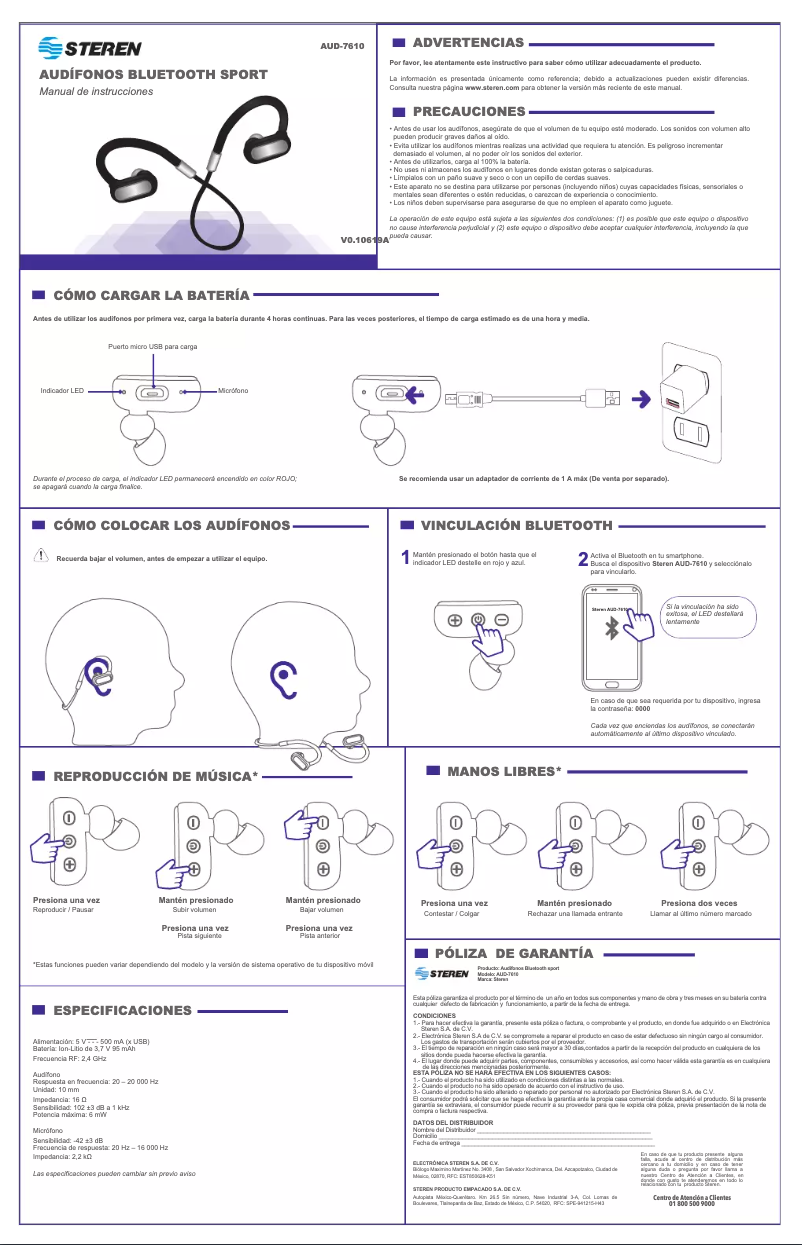 Page 1 de la notice Manuel utilisateur Steren AUD-7610