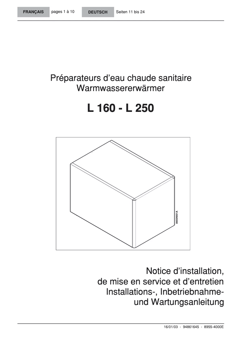 Page 1 de la notice Manuel utilisateur De Dietrich L 250