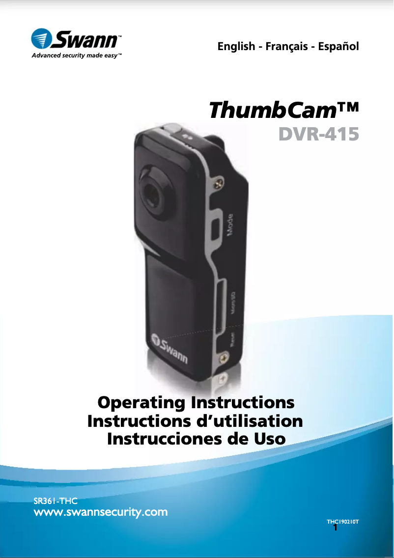 Page n°1 - Manuel utilisateur Swann SW361-THC
