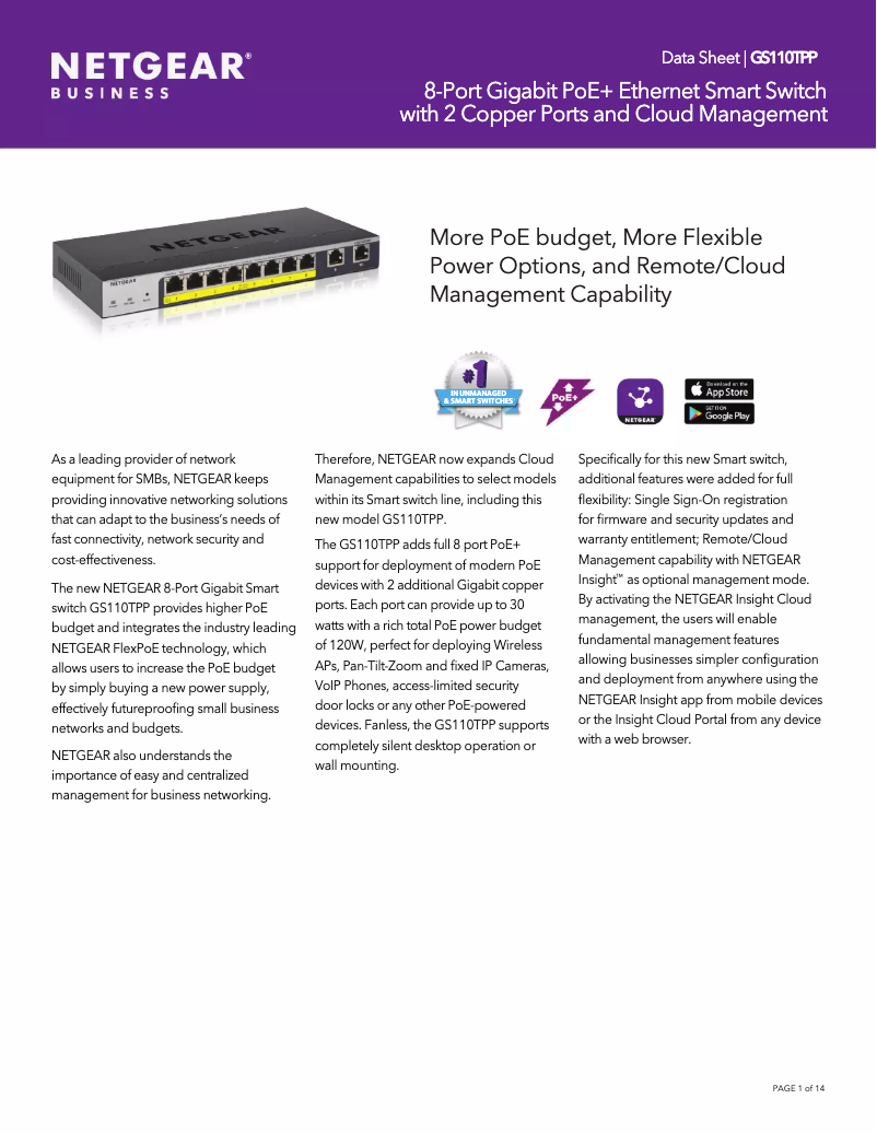 Image de la première page du manuel de l'appareil GS110TPP