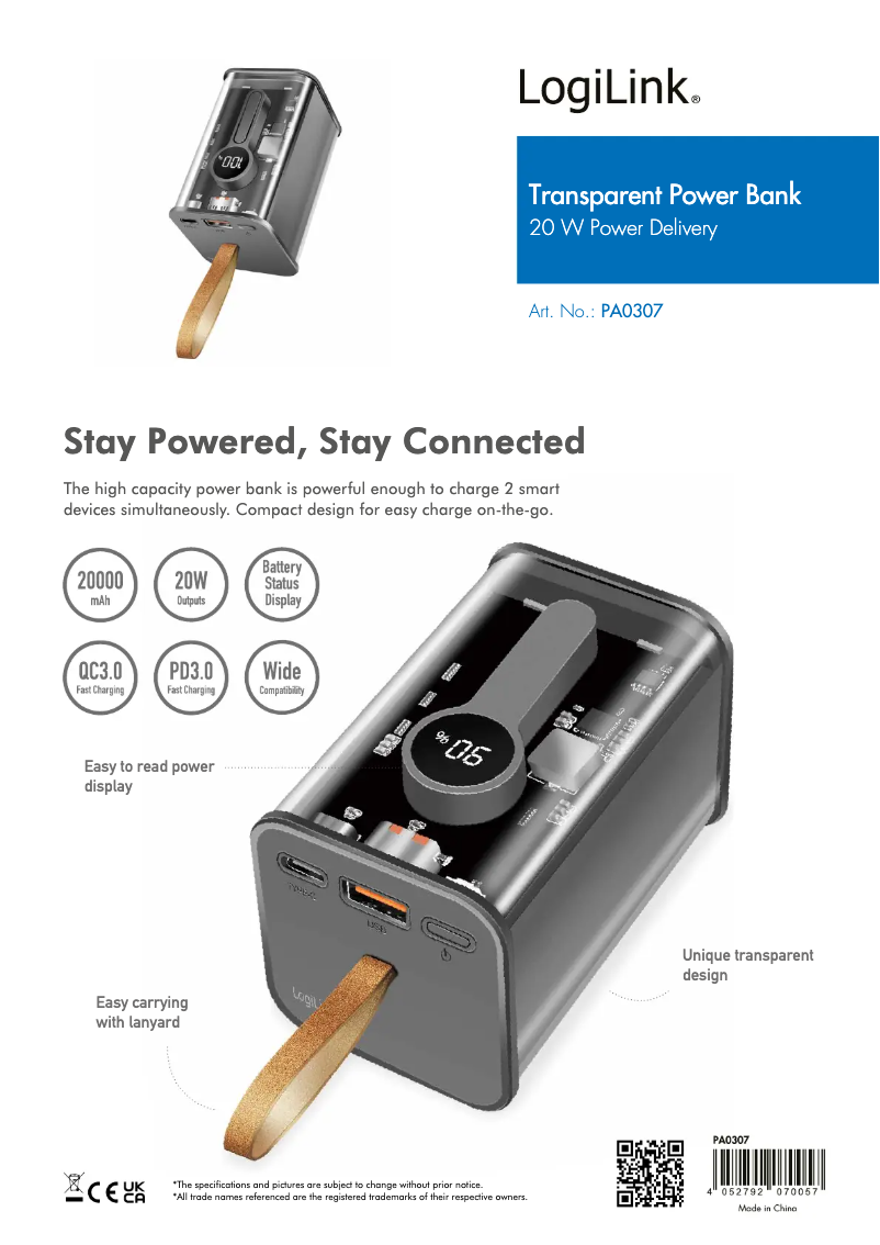 Page n°1 - Manuel utilisateur LogiLink PA0307