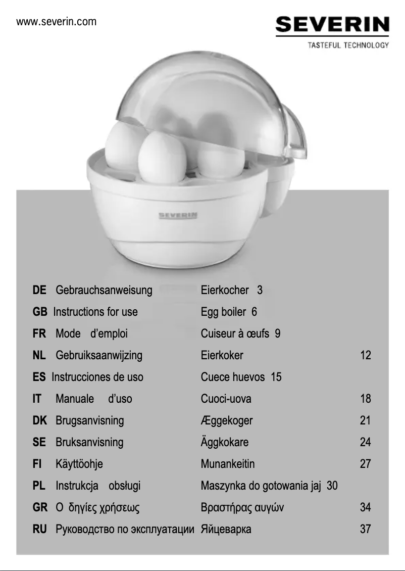 Page 1 de la notice Manuel utilisateur Severin EK 3053