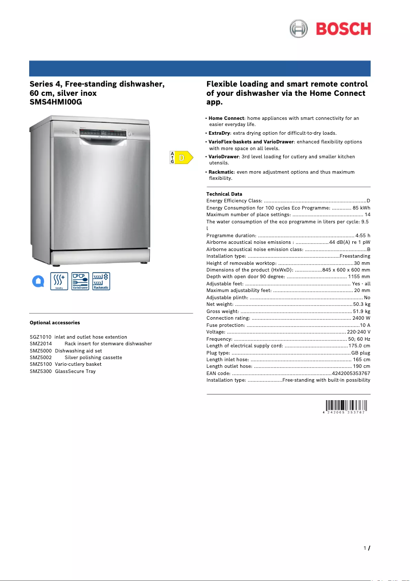 Image de la première page du manuel de l'appareil SMS4HMI00G