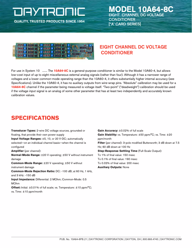 Image de la première page du manuel de l'appareil 10A64-8C