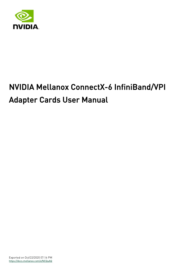 Page 1 de la notice Manuel utilisateur Nvidia Mellanox ConnectX-6
